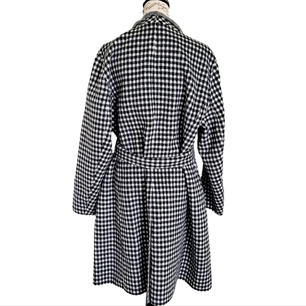SOLD Talbots wool blend Trench plaid gingham double face belted long coat 18W - Picture 6 of 17